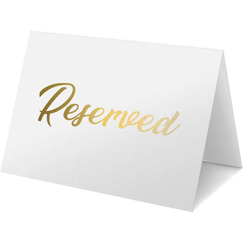 跨境现货热销双面印刷烫金烫银预留桌位卡婚礼派对宴会预留餐桌卡