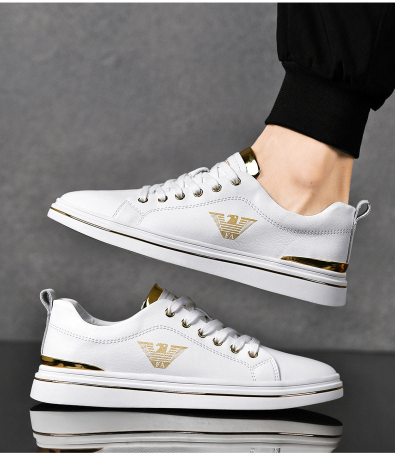 Giày sneaker nam da thật thoáng khí, đế bệt cổ thấp, dáng thời trang — FA2800 màu trắng, FA2800 màu đen, K2800 trắng, K2800 đen chi tiết 11