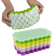 Creative Beehive Silicone Ice Cube Tray Ice Block Box Baby Food Container Ice Mold Freezing Box Home Use with Lid Ice Making Tray