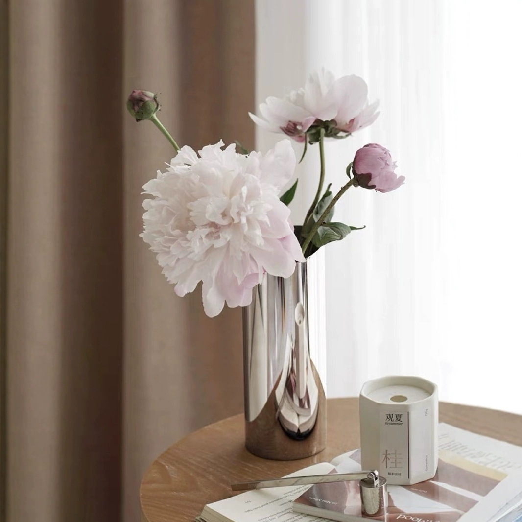 KO estilo nórdico, jarrón, flor de acero inoxidable, botella de flores, flores secas, viento silencioso, decoración de la mesa del comedor de la sala de estar, regalo de inauguración