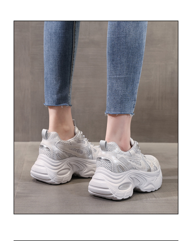 Giày sneaker nữ đế dày lưới thoáng khí HY5166 — màu be chi tiết 16