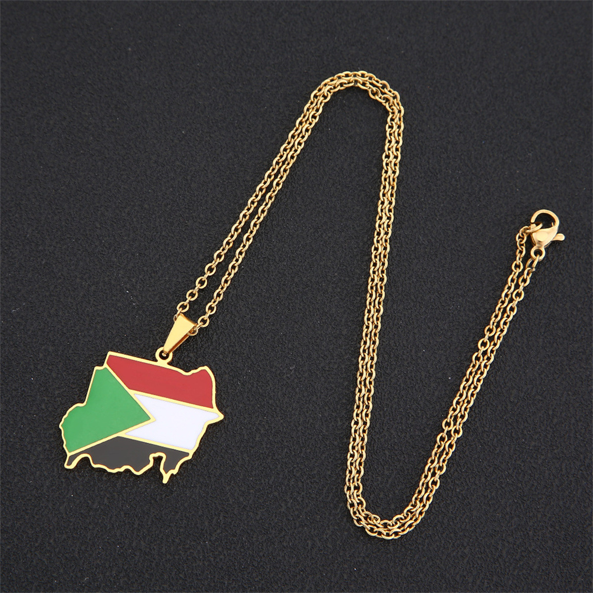 Stainless Steel Sudan Map Pendant Necklace For Men And Women_voghion.com