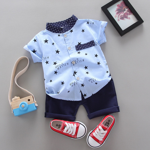 Children's Summer Set 2025 New Round Neck Star Short Sleeve Shirt and Shorts Two-Piece Set for Cross-Border Exclusive Sale