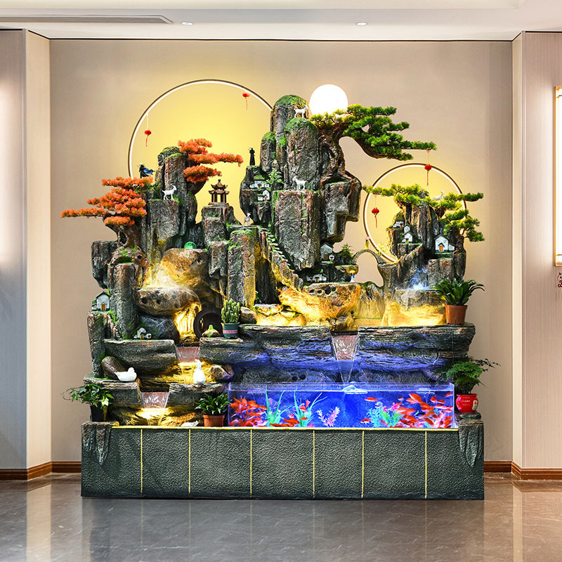 Large Rockery Flowing Water Fountain Fish Pond Waterfall Ornaments Circulating Waterscape Balcony Courtyard Villa Company Store Opening