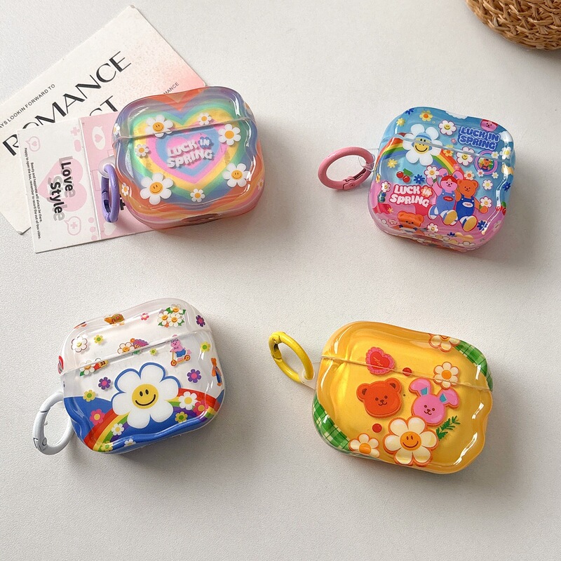 Ins Style Rainbow Heart Smiley Flower Suitable for Airpodspro2 Apple Wireless Bluetooth Headphone Shell 4/3 Generation 1 Ins Style Rainbow Heart Smiley Flower Suitable for Airpodspro2 Apple Wireless Bluetooth Headphone Shell 4/3 Generation 1