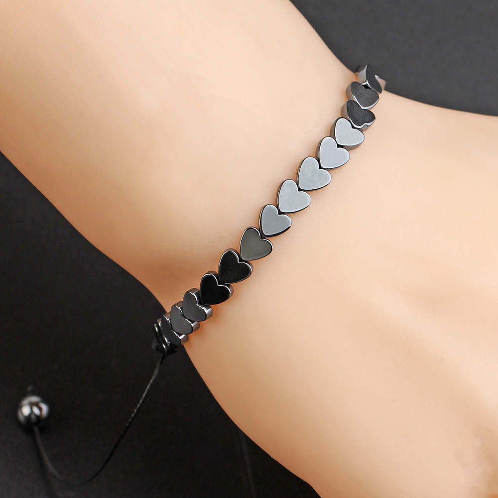 12g Weight Casual Geometric Heart Shape Haematite Men's Bracelets Men's Chain Bracelets