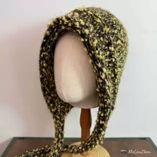 Вязаная зимняя шапка с завязками и защитой ушей корейский стиль