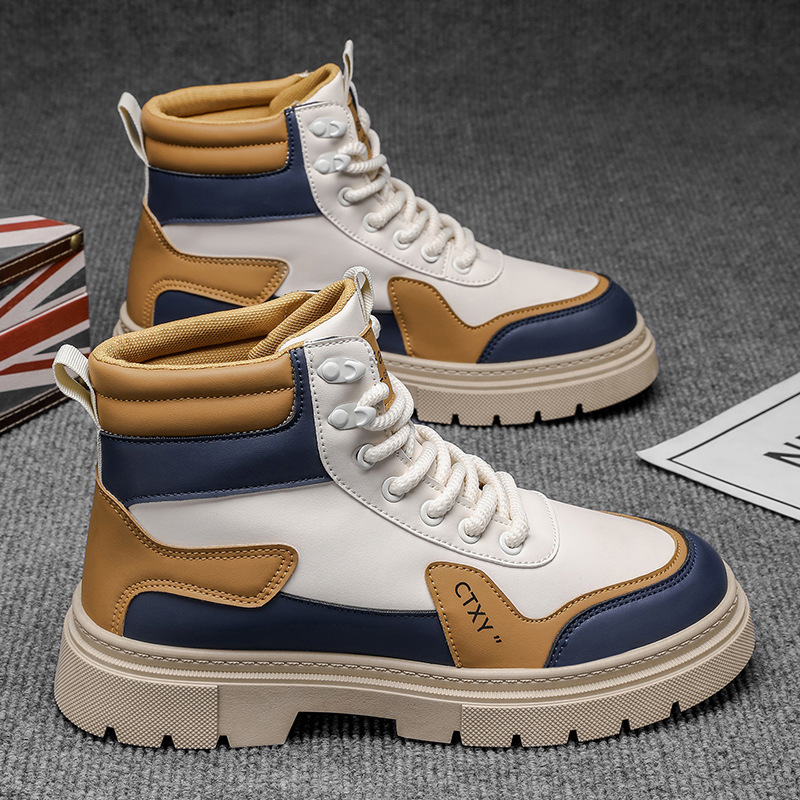 Botas Martin para hombre 2026 nueva primavera alta parte superior gruesa aumento de estilo británico botas de trabajo para hombre locomotora zapatos de moda casuales