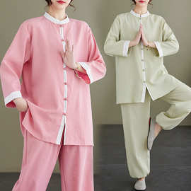 新款太极服套装中式练功服两件套中国风居士服男女通用禅修打坐