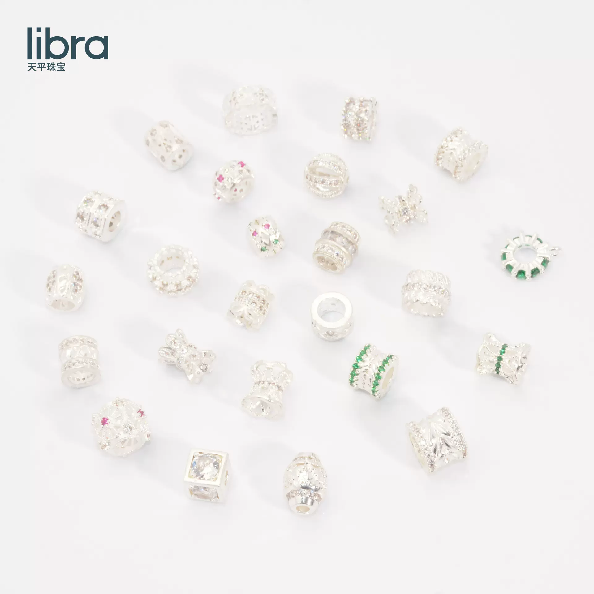 高保色古法银微镶锆石隔珠diy手链项链隔片大孔珠手工串珠饰品