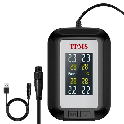 Tire Pressure Monitor Without Power Supply, Tire Pressure Detector with Mobile App, Dual Display Tire Pressure Sensor, Bluetooth App (Tire pressure monitoring system) - usb-cable-12v-acc-cable-built-in-with-bluetooth-app