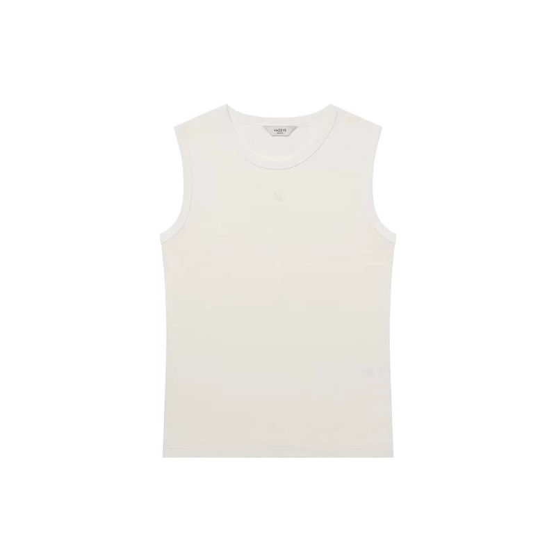 HAZZYS レディース レディース ピットストリップ 無地 ノースリーブ カジュアル Tシャツ レディース ASTSEOCBE72|undefined