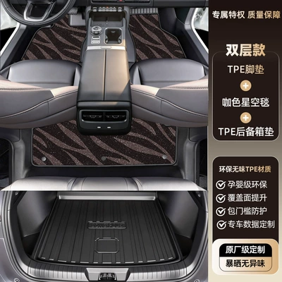 Edge-Bound Tpe Car Floor Mats — Modelə uyğun ayaqaltı - chery-icar-v27-tpe-foot-pad-upgrade-package-threshold-tpe-floor-mat-coffee-starry-sky-blanket-trunk-mat