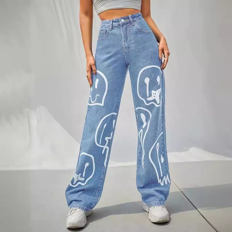 Factory Direct Sales of European and American Women's Jeans, Fashionable, Simple, Slim-Fit Straight-Leg Pants, Amazon Cross-Border Dropshipping