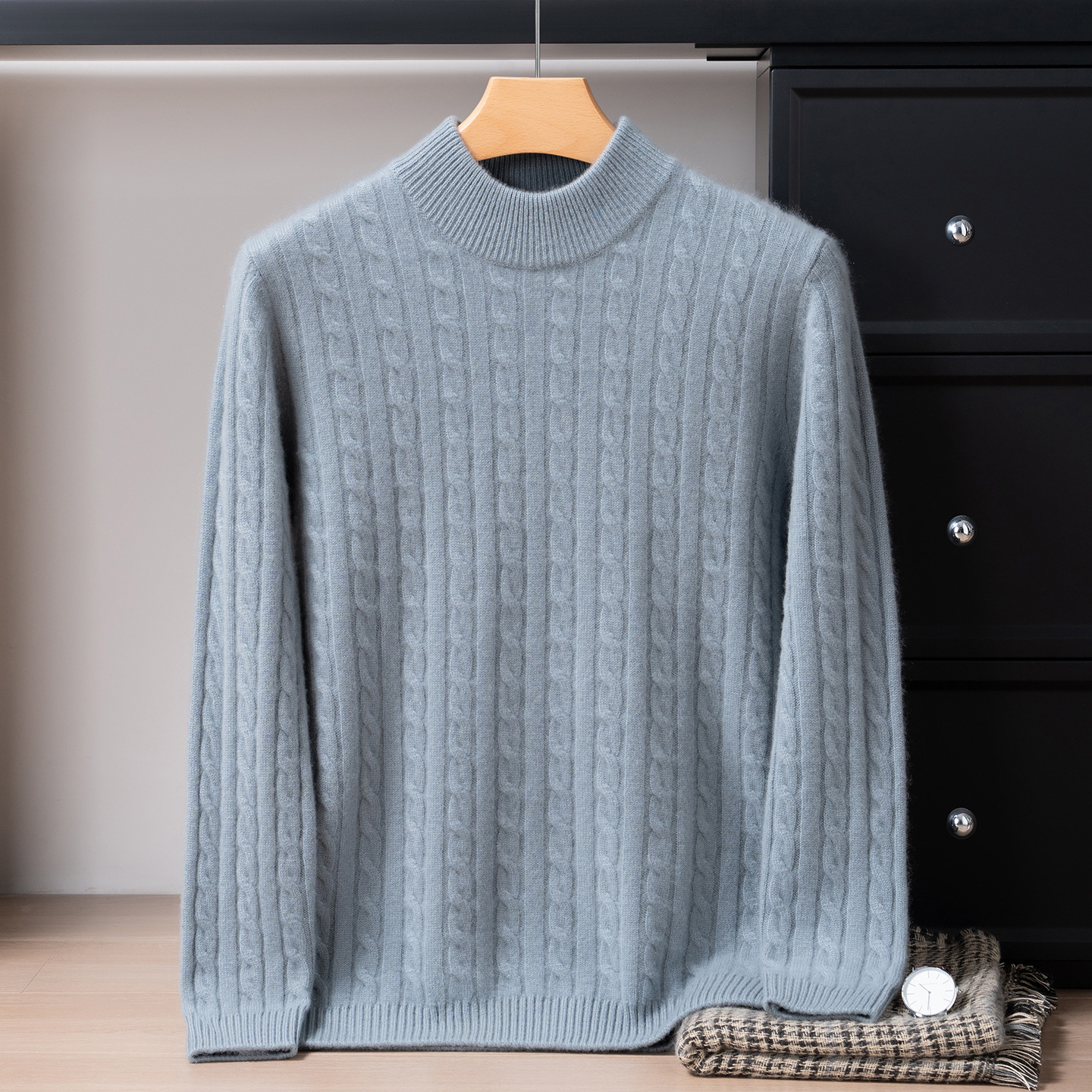 100% Pure Cashmere Men's Half Turtleneck Casual Light Business Urban Cashmere Knitwear Autumn and Winter New Bottoming Knitwear