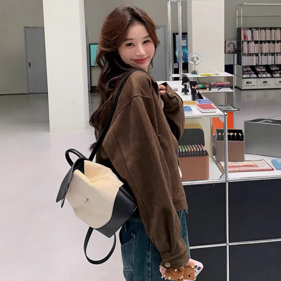 美拉德短款麂皮绒外套女装秋装美式复古慵懒chic又酷又飒皮衣夹克