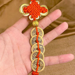 Gold edge five emperors coin pendant brass coin woven five emperors coin pendant and door hanging piece watermelon bead five emperors coin pendant