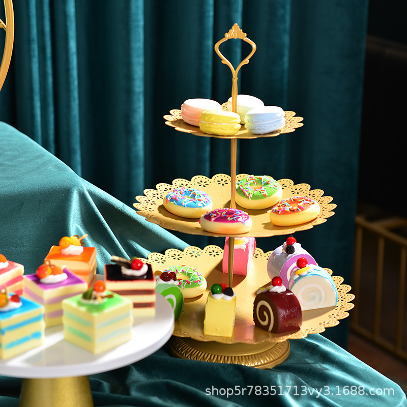 Postre de boda estante de pastel de mesa comida fría para el té de la tarde estante de refrigerio de postre europeo estante de exhibición image 3