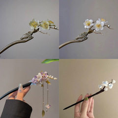 女性用の新しい中国風の梅の花のヘアピン、古代スタイル、ハイエンド、ニッチ、多用途、漢服、チャイナドレス、ボールヘッド、フラワータッセルヘアピン
