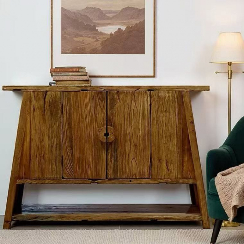 老榆木角柜实木餐边柜中古民宿会所矮柜玄关柜卫生间洗漱收纳柜