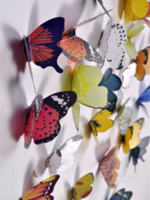 DA4K假蝴蝶装饰墙贴纸仿真立体花朵墙面道具改造用品塑料墙壁房间
