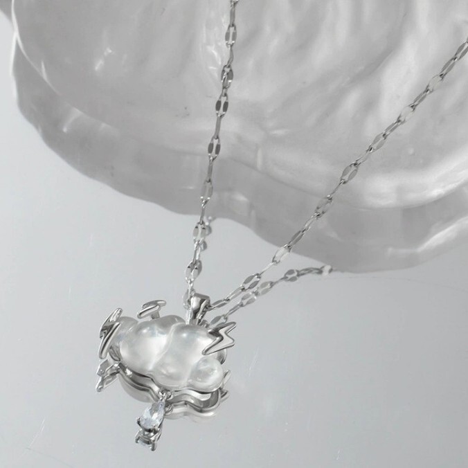 Light Luxury Style Lightning Clouds Titanium Steel Necklace Women's Light Luxury Niche Design Mori Style All-match Tassel Clouds Clavicle Chain for Women