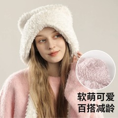 かわいいベルベットの帽子を合わせて保温して、ニット帽の子供の秋冬の毛がふわふわしていて、耳が厚くなっています