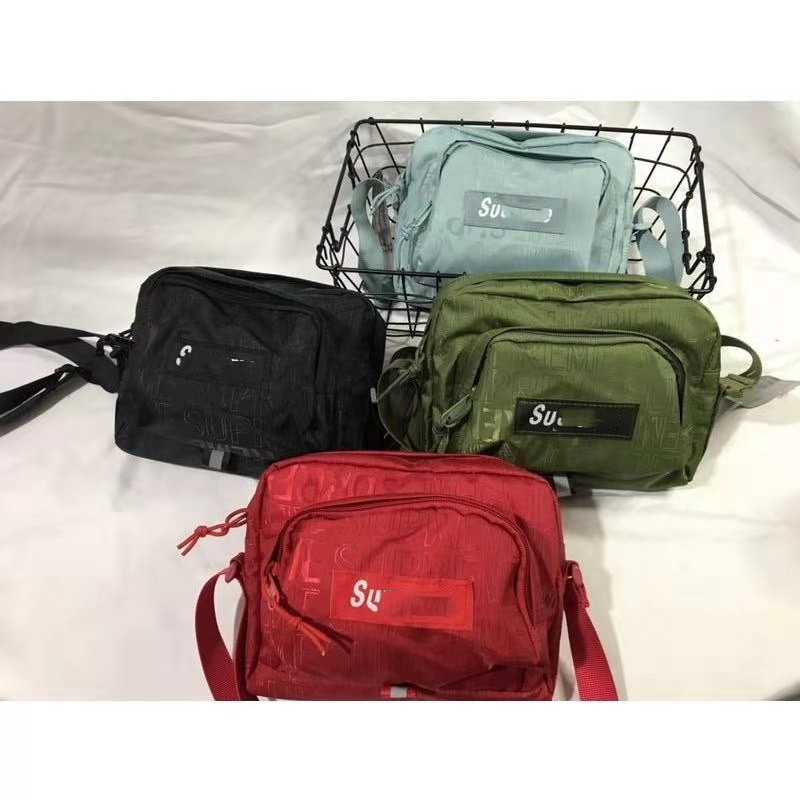 goods in stock suprem19SS46th Full India Logo The single shoulder bag Inclined shoulder bag Waist pack men and women nylon Chest pack Satchel