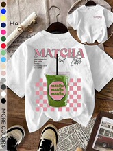 D 55197 Matcha Latte Print T-shirt Ĩ��T�� ���R�d�W���羳