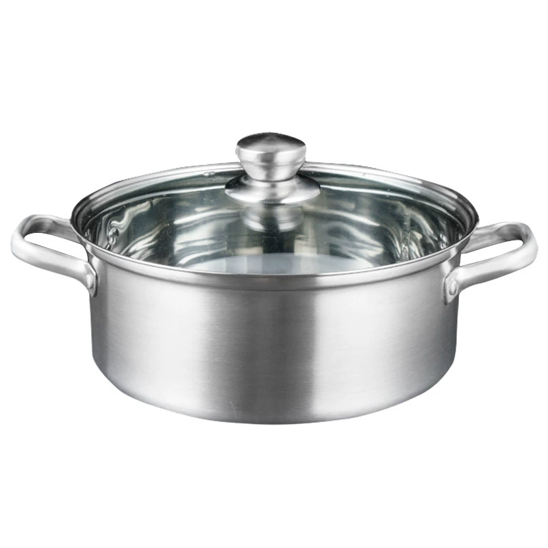 Hot pot, 304 stainless steel divided two‑flavor pot, glass lid, 26–32 cm, induction compatible