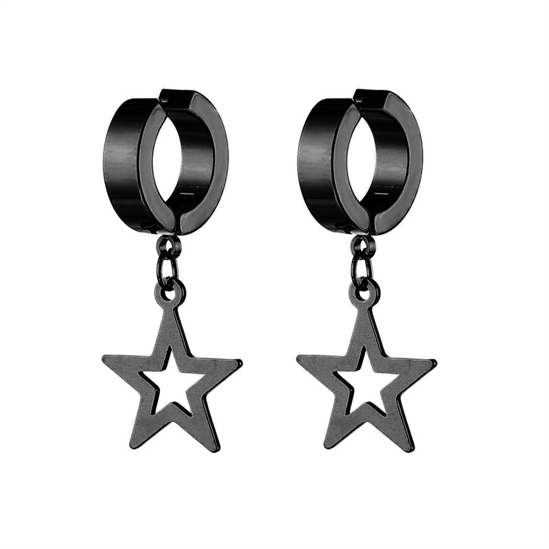 1 Piece Vintage Style Star Stainless Steel Plating Hollow Out Drop Earrings display picture 4