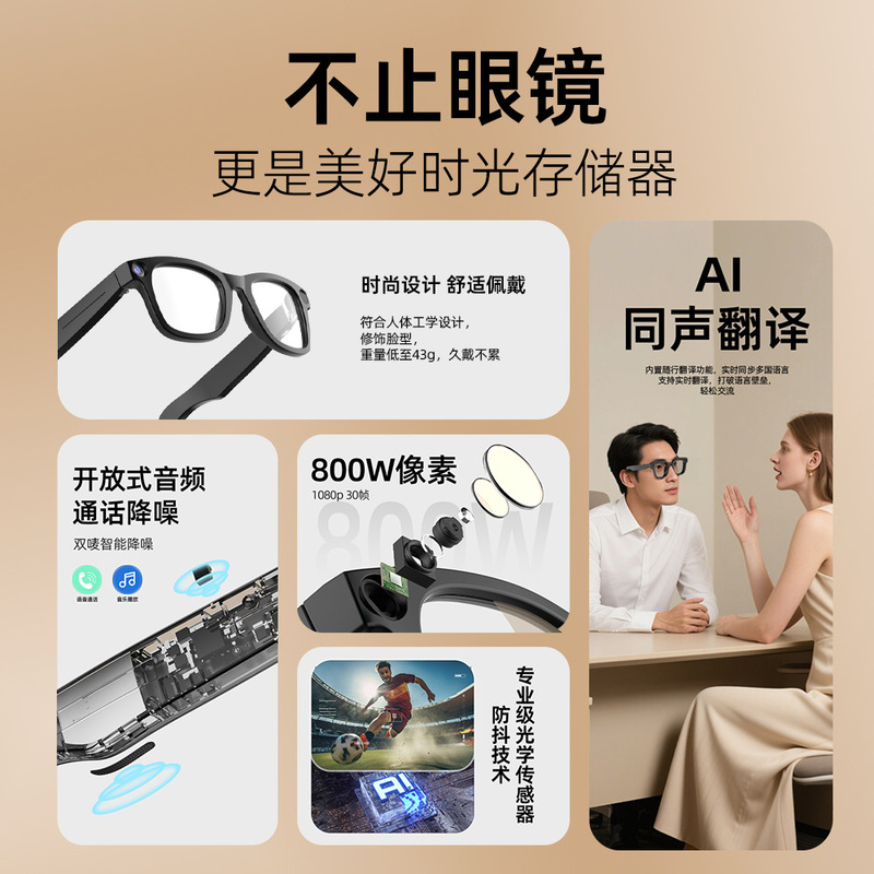 G200Ai眼镜800W像素拍照识万物翻译听音乐接电话录音AI翻译神器|undefined