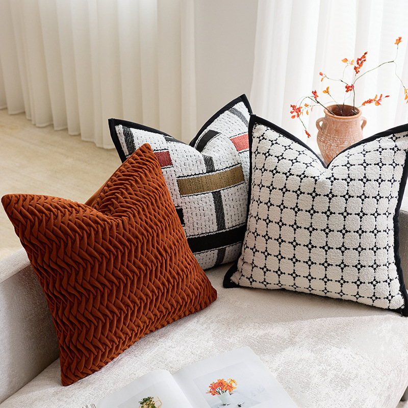 Casas transfronterizas modernas y simples jacquard almohada de hotel modelo de habitación decoración cojín cubierta de sofá sala de estar almohada cubierta