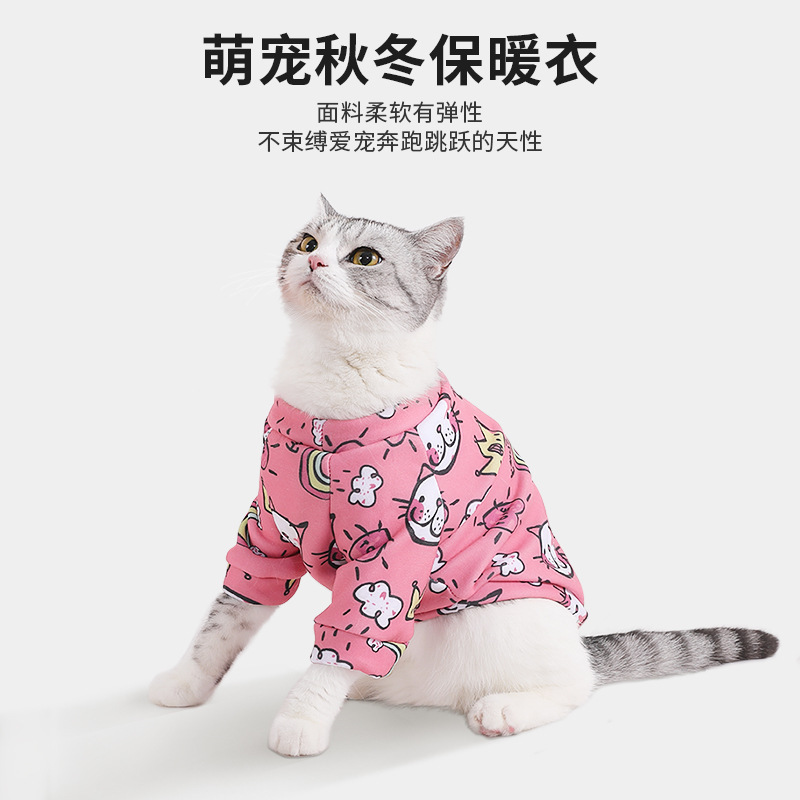 Ropa para mascotas transfronteriza ropa para gatos transpirable lindo Otoño e Invierno perro de peluche de dibujos animados para mascotas graffiti ropa para mascotas