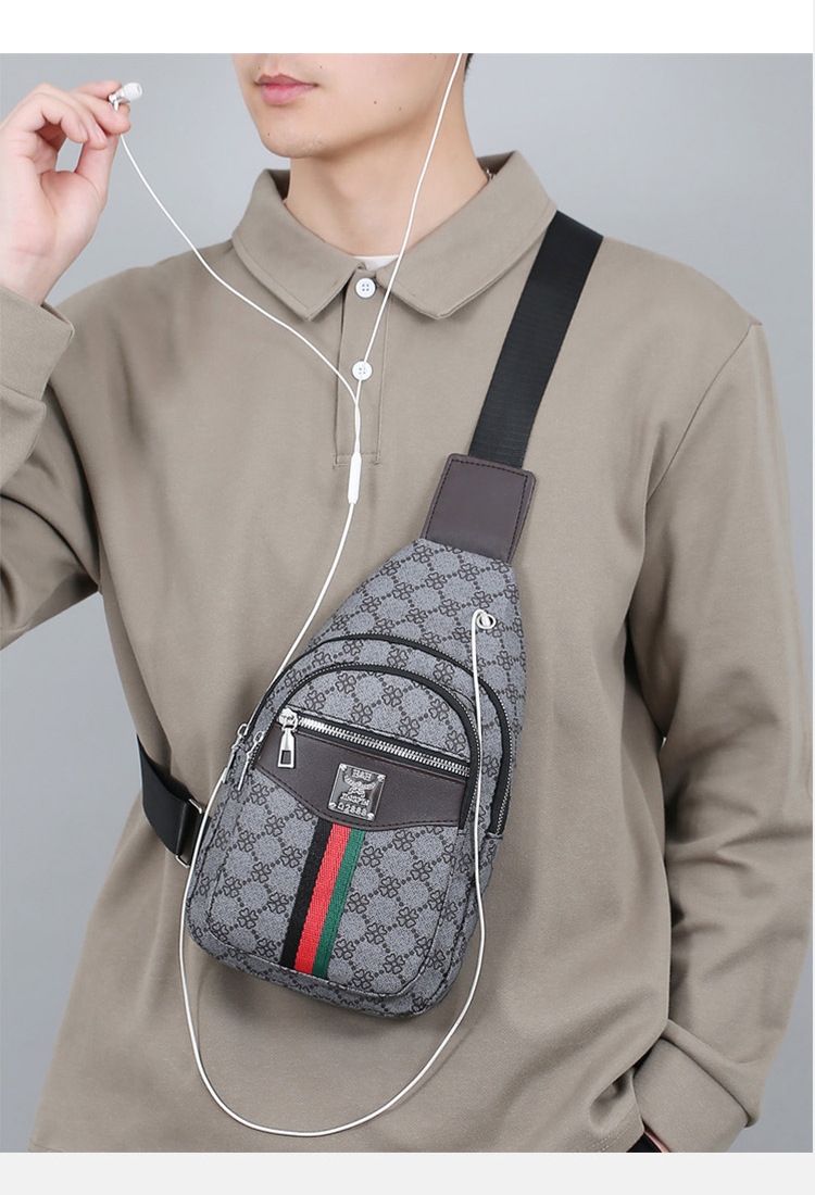 Cross-border chest bag, men's crossbody bag, travel shoulder bag, large-capacity leather bag, sports small backpack, multi-functional men's bag undefined