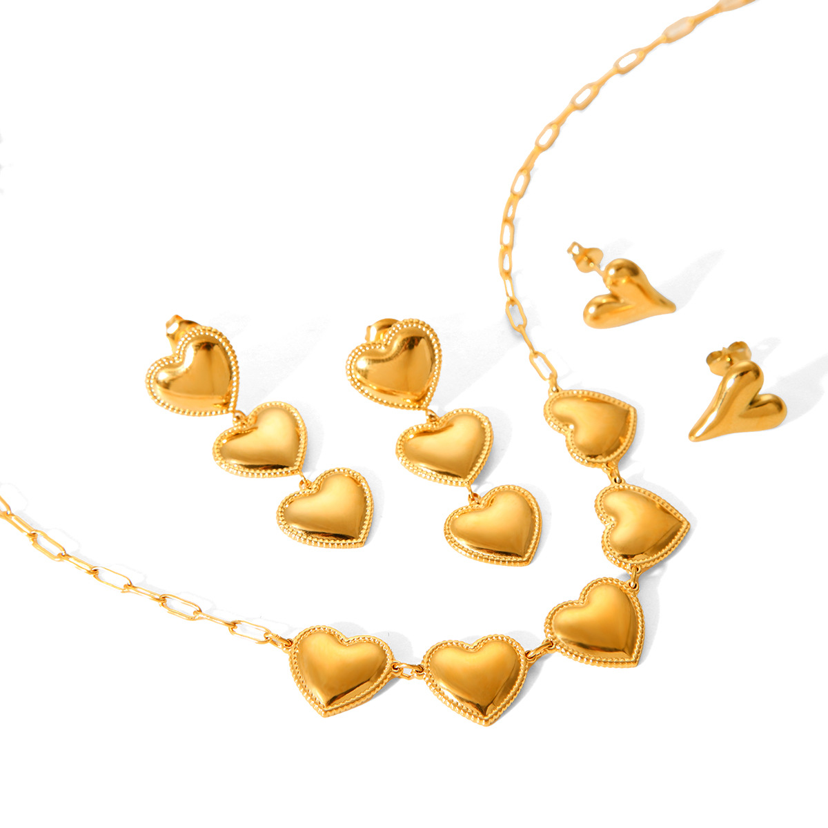 Europa y los Estados Unidos viento red set de joyería de acero de titanio rojo mujer amor collar de acero inoxidable no desvanecer pendientes de elemento de corazón