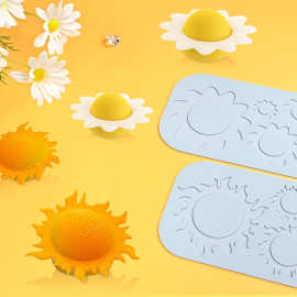 6连太阳翻糖蕾丝垫 五角星太阳花巧克力脆片甜点摆盘装饰硅胶模具