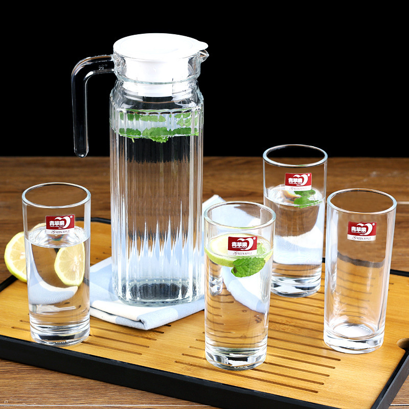 Taza de agua fría de vidrio resistente al calor, tetera de té de gran capacidad, taza de agua fría blanca resistente a altas temperaturas, botella de frutas al por mayor