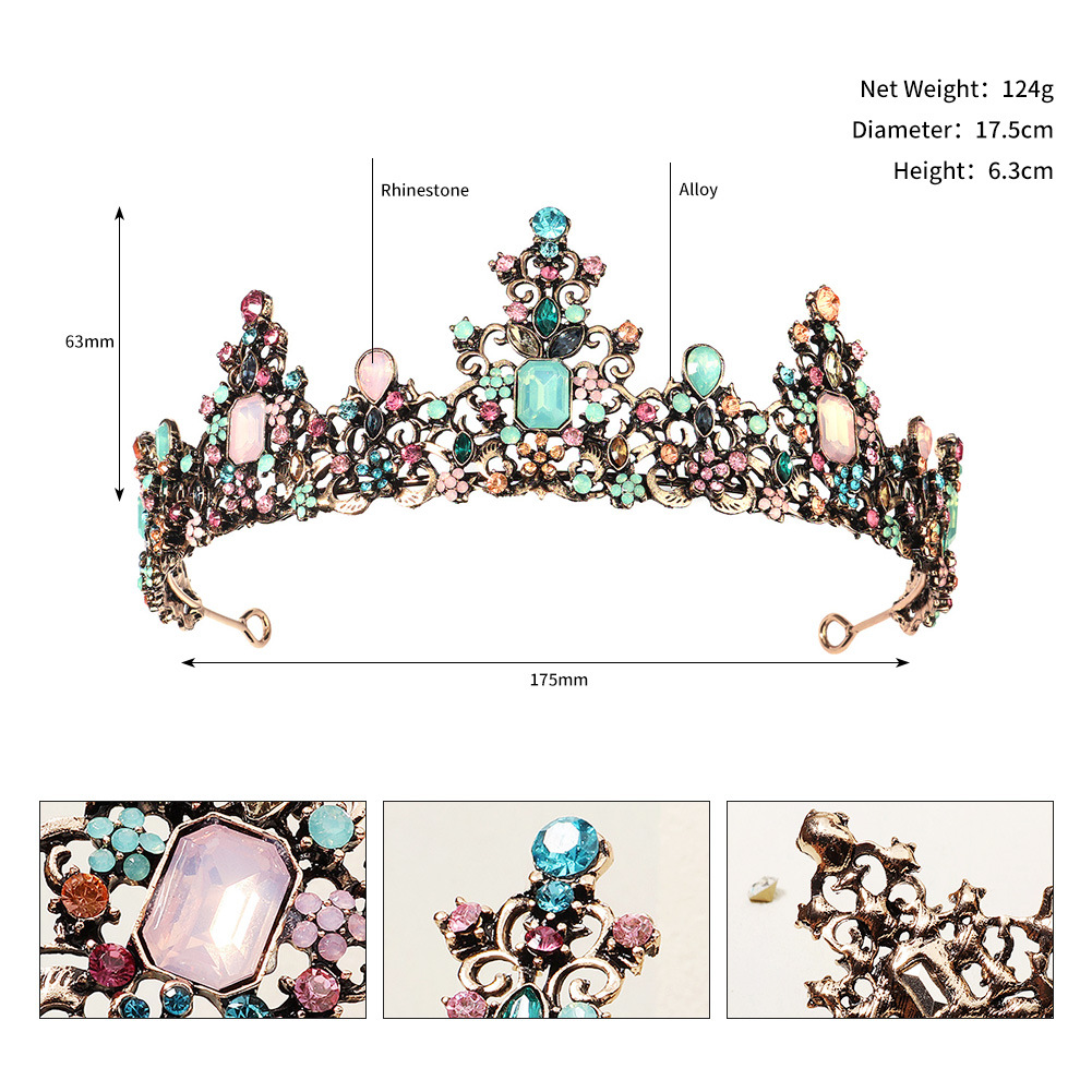 Fashion Crown Alloy Inlay Artificial Gemstones 1 Piece