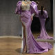 2024 New European and American Cross-border Amazon Dress Princess Sleeve Hip Long Dress Trailing Gold Elegant Evening Dress