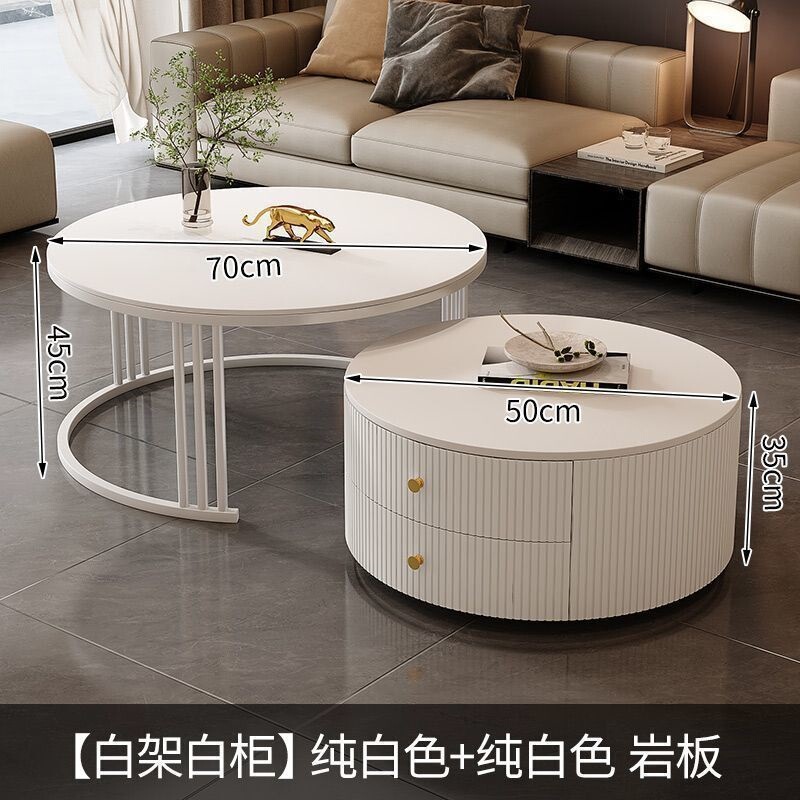 茶几轻奢简约现代客厅家用小户型北欧边几大理石岩板圆形小茶几桌|undefined