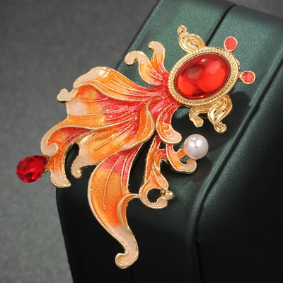 Yaxa sancaqları – Blue Sense Suit High-grade - red-goldfish-brooch