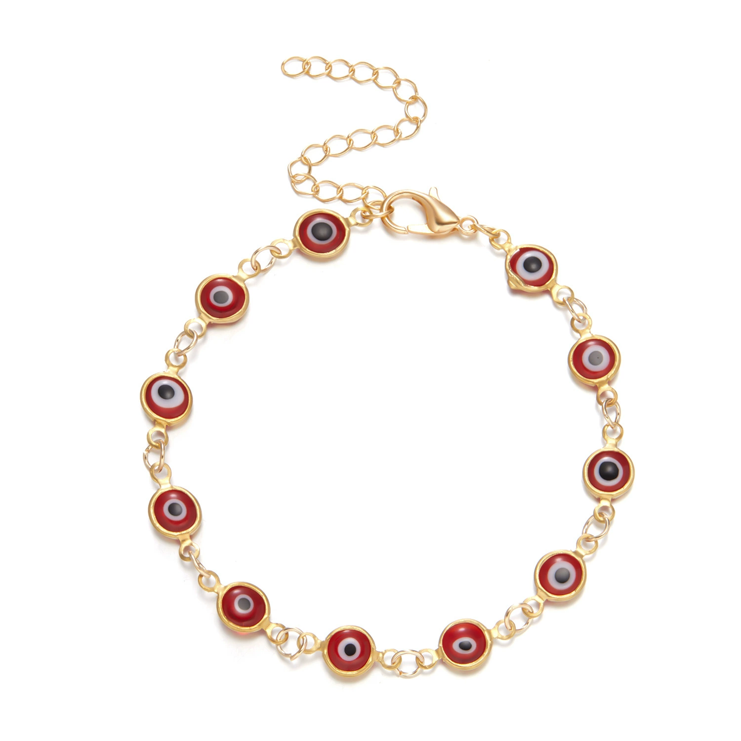Браслет Gangmai Jewelry BR22Y0176 — 6 мм сплав защитное «глаза-злой глаз» регулируется 16+5 см