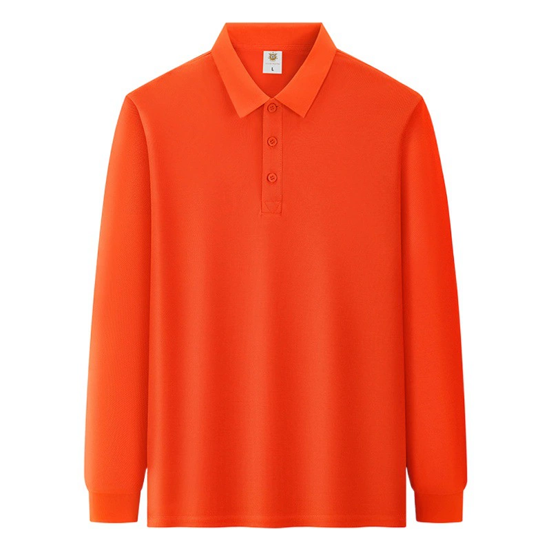 Рубашка-поло с длинными рукавами, отложным воротником, разрезом, из длинноволокнистого хлопка, с вышитым логотипом на заказ, для рекламы культуры, оптом.