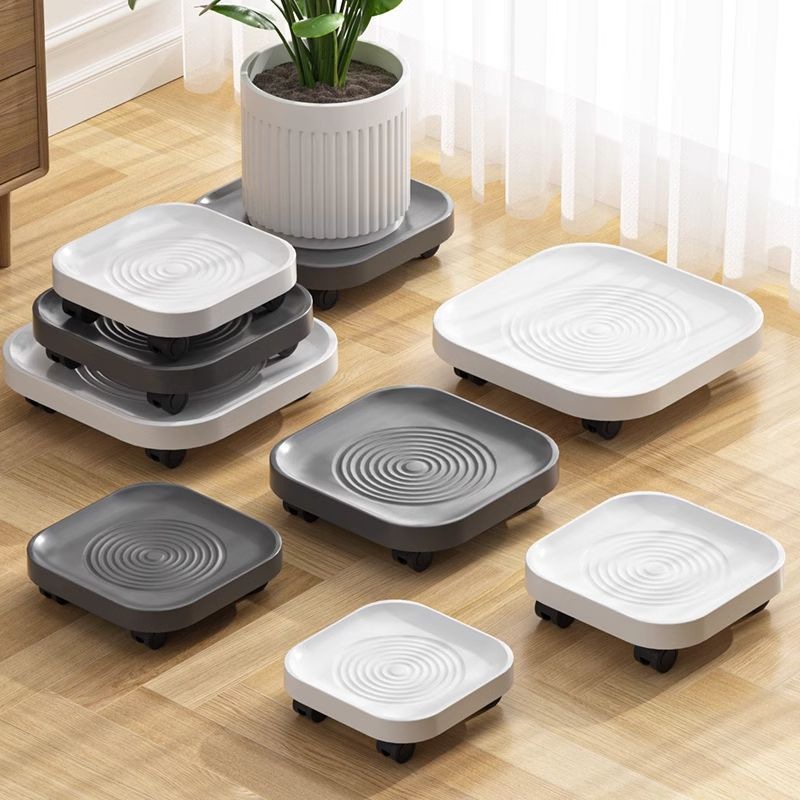 Flower Pot Tray with Wheels Movable Square Base Universal Wheel Roller Pot Tray Square Water Dish Plastic