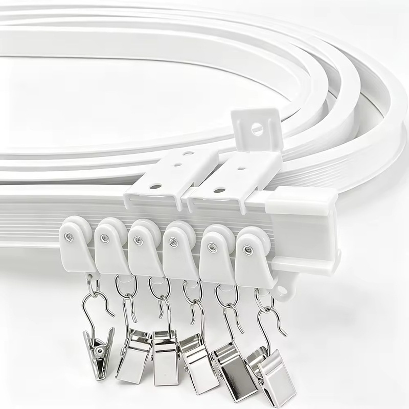 Cross-border wholesale of bendable U-shaped curtain tracks, steel and PE material curved sliding rails for home decoration