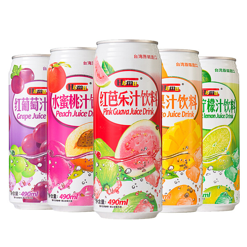 台湾HAMU果汁饮料490ml一箱24瓶 进口饮料整箱 芒果汁橙汁柠檬汁