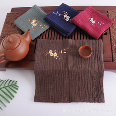綿麻茶巾二重刺繍茶巾茶台雑巾厚手吸水茶巾中国風独立包装