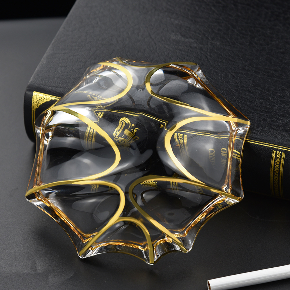 跨境北欧古典轻奢描金烟灰缸家用客厅潮流创意螺旋状装饰烟缸烟碟