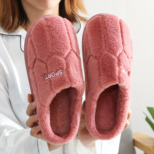 Cotton slippers for women's home autumn and winter home indoor warm couple plush home confinement shoes floor stall cotton slippers wholesale